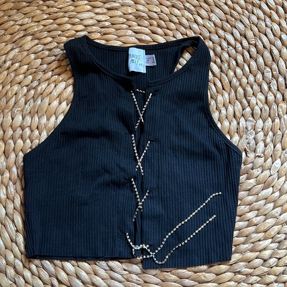 Princess Polly Tops - Black ribbed Princess Polly crop